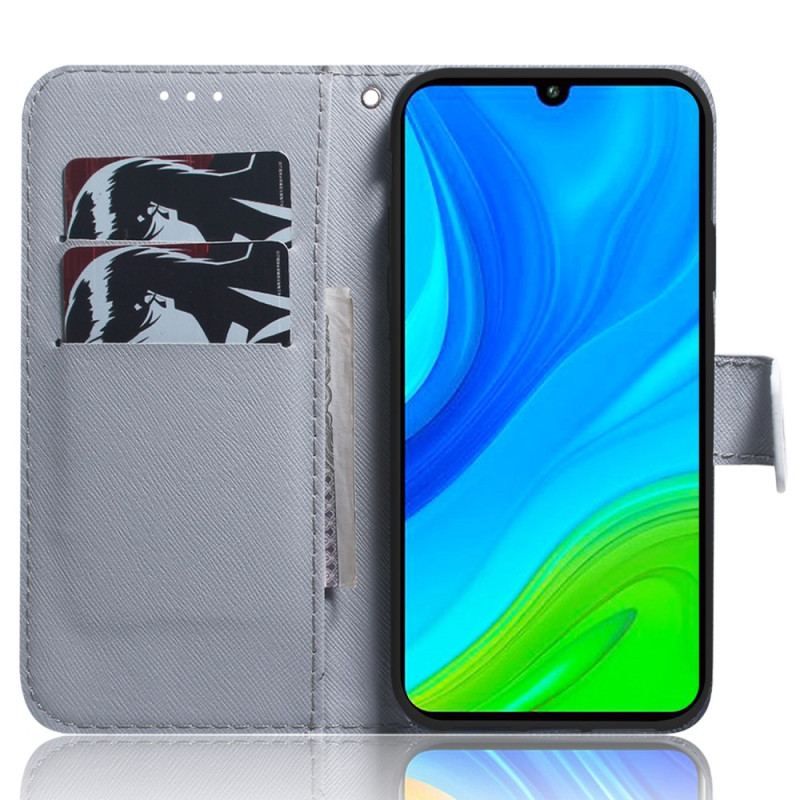 Flip Cover Xiaomi 13 Med Snor Strappy Aquarel Wolf