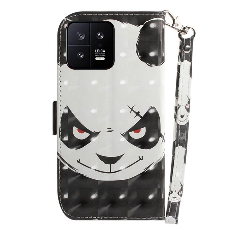 Flip Cover Xiaomi 13 Med Snor Vred Panda Med Snor