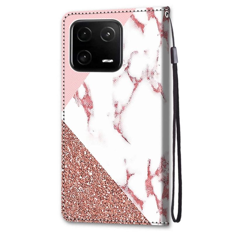 Flip Cover Xiaomi 13 Pro Marmor Og Glitter Trekant