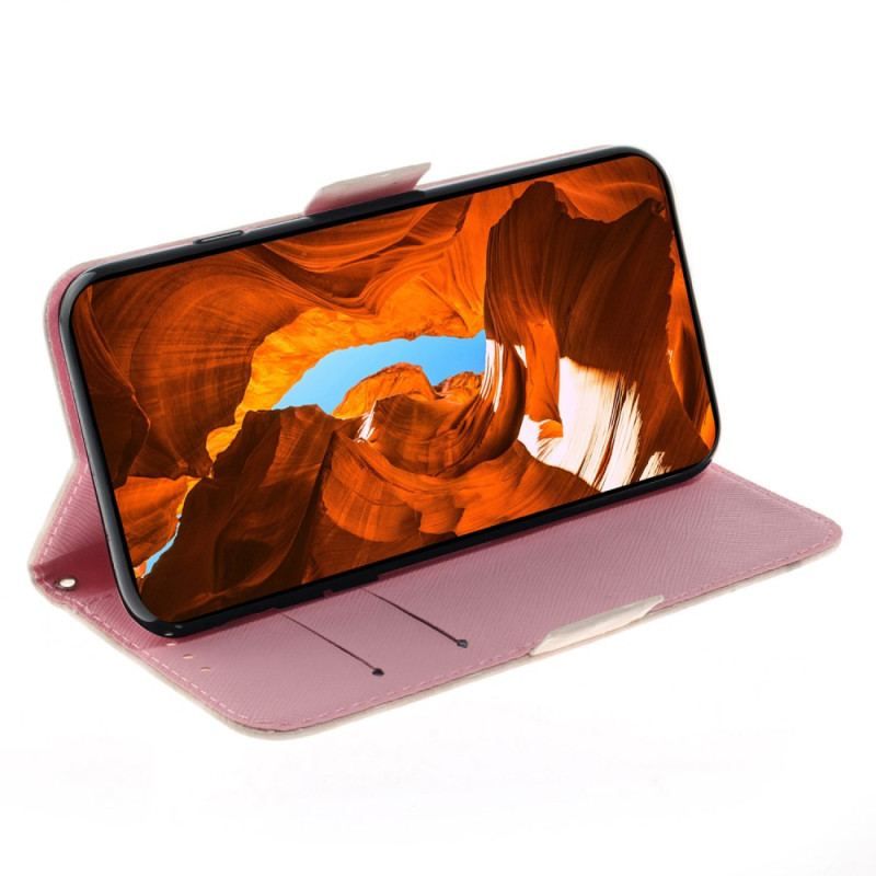 Flip Cover Xiaomi 13 Pro Med Snor Sort Kat Hvid Kat Med Rem