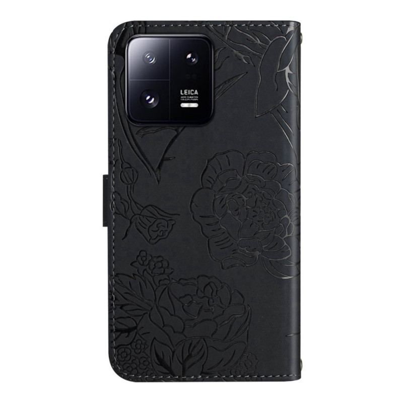 Flip Cover Xiaomi 13 Pro Sommerfugle Og Snor