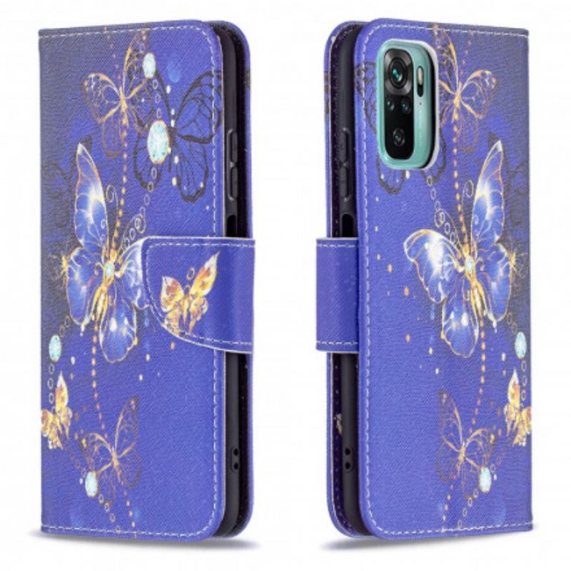 Flip Cover Xiaomi Redmi Note 10 / 10S Gyldne Sommerfugle