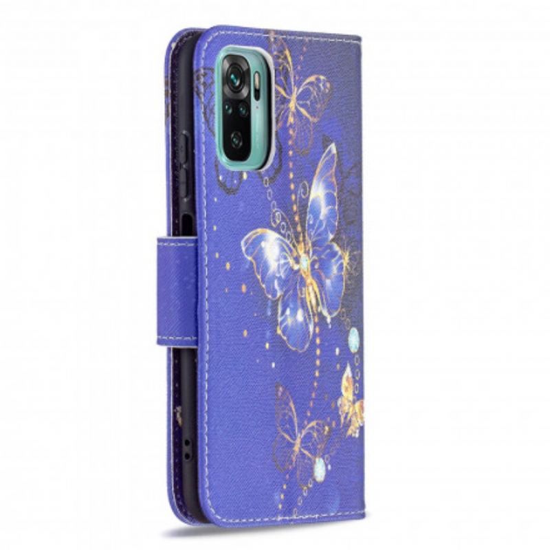 Flip Cover Xiaomi Redmi Note 10 / 10S Gyldne Sommerfugle