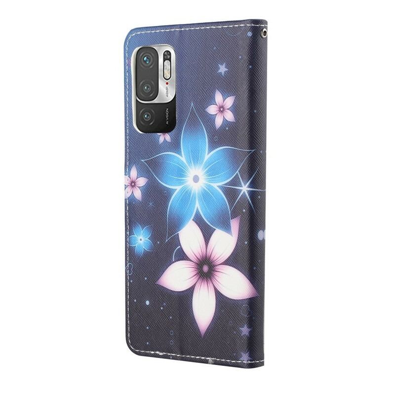 Flip Cover Xiaomi Redmi Note 10 5G Med Snor Lunar Strap Blomster