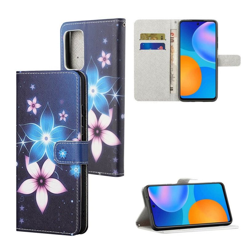 Flip Cover Xiaomi Redmi Note 10 5G Med Snor Lunar Strap Blomster