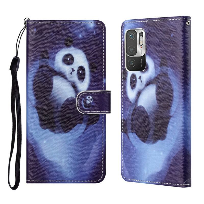 Flip Cover Xiaomi Redmi Note 10 5G Med Snor Panda Space Med Snor