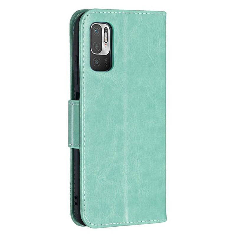 Flip Cover Xiaomi Redmi Note 10 5G Med Snor Sommerfugle Trykt Strappy