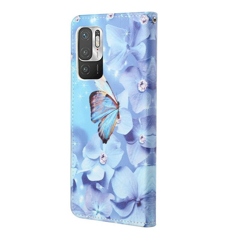 Flip Cover Xiaomi Redmi Note 10 5G Med Snor Thong Sommerfugle