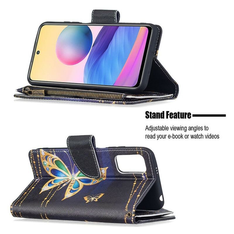 Flip Cover Xiaomi Redmi Note 10 5G Sommerfugle Lynlåslomme