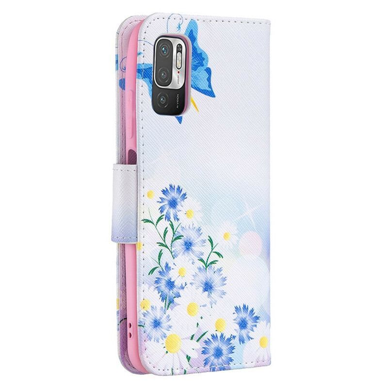 Flip Cover Xiaomi Redmi Note 10 5G Sommerfugle Og Blomster