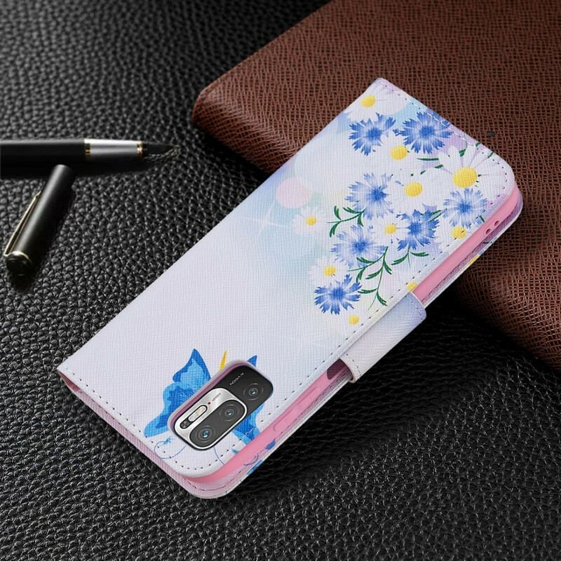 Flip Cover Xiaomi Redmi Note 10 5G Sommerfugle Og Blomster