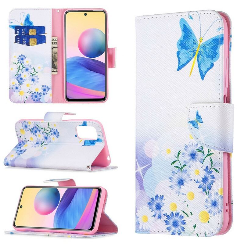 Flip Cover Xiaomi Redmi Note 10 5G Sommerfugle Og Blomster