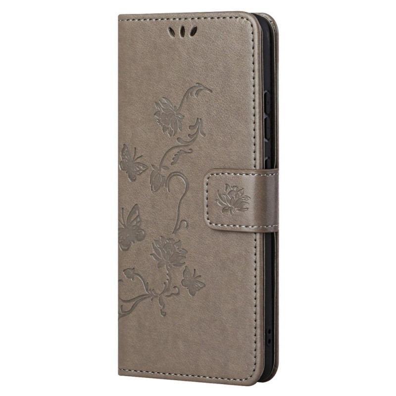 Flip Cover Xiaomi Redmi Note 11 / 11S Med Snor Rem Blomster