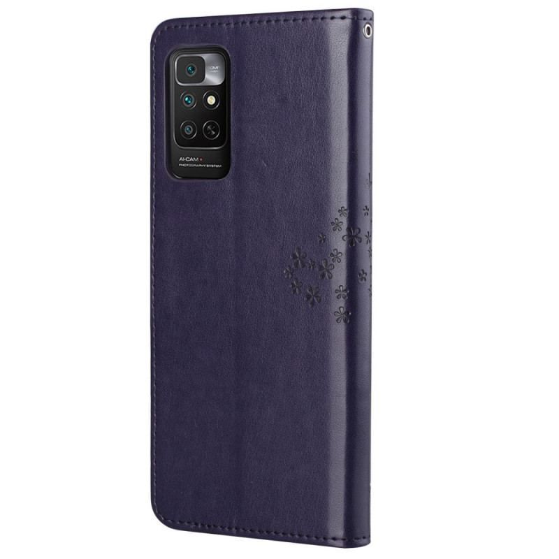 Flip Cover Xiaomi Redmi Note 11 / 11S Med Snor Thong Træ Og Ugler