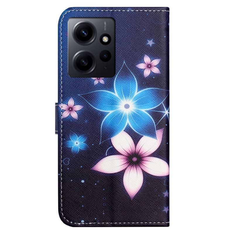 Flip Cover Xiaomi Redmi Note 12 4G Med Snor Lunar Strap Blomster