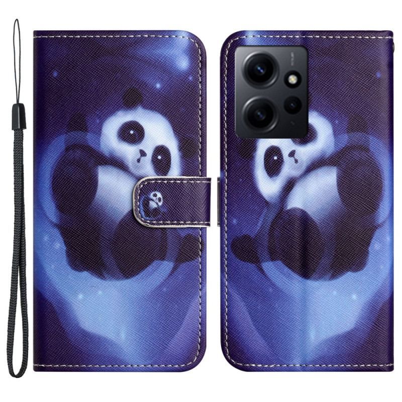 Flip Cover Xiaomi Redmi Note 12 4G Med Snor Space Panda Med Snor