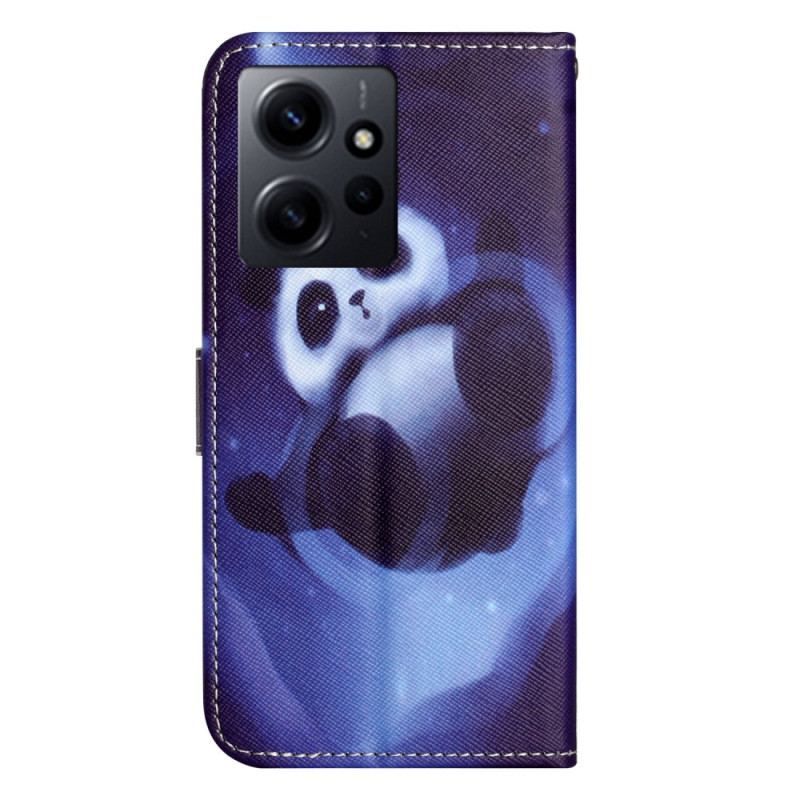 Flip Cover Xiaomi Redmi Note 12 4G Med Snor Space Panda Med Snor