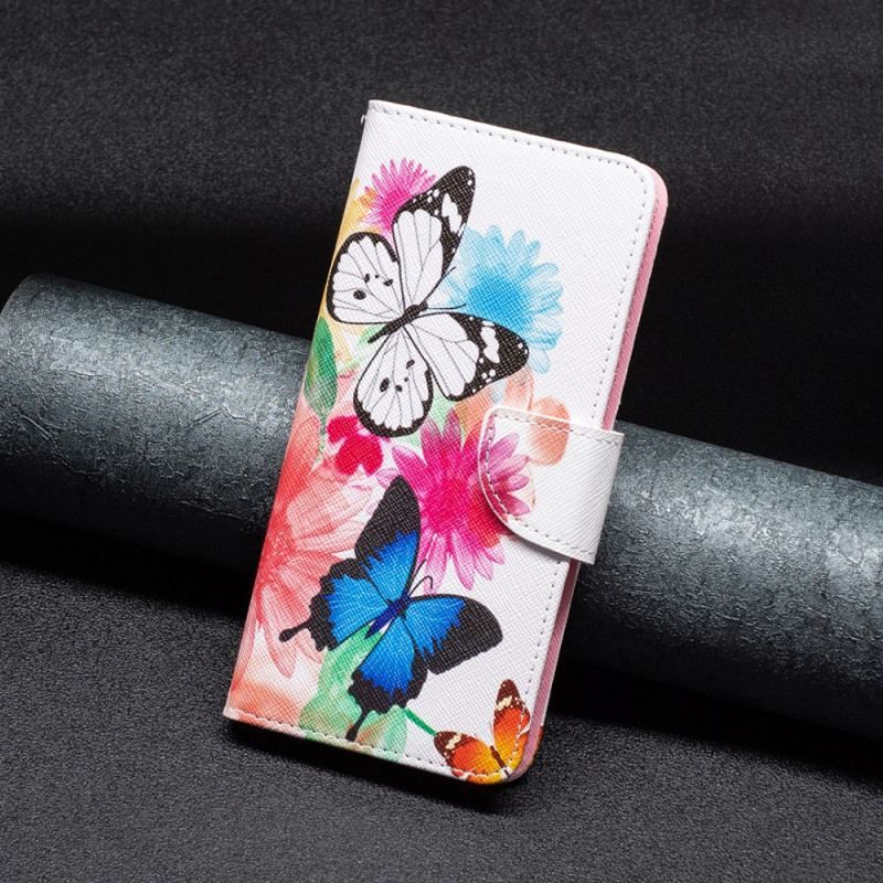 Flip Cover Xiaomi Redmi Note 12 5G Akvarel Sommerfugle