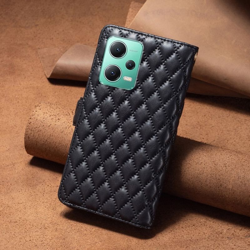 Flip Cover Xiaomi Redmi Note 12 5G Binfen Farvestil Quiltet