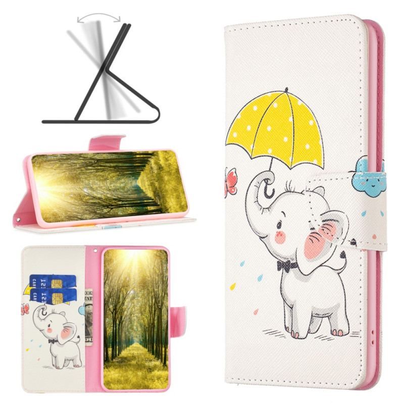 Flip Cover Xiaomi Redmi Note 12 5G Elefant I Regnen