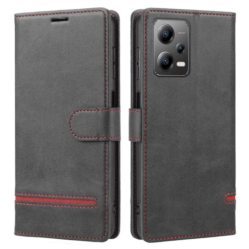 Flip Cover Xiaomi Redmi Note 12 5G Line Læder Effekt