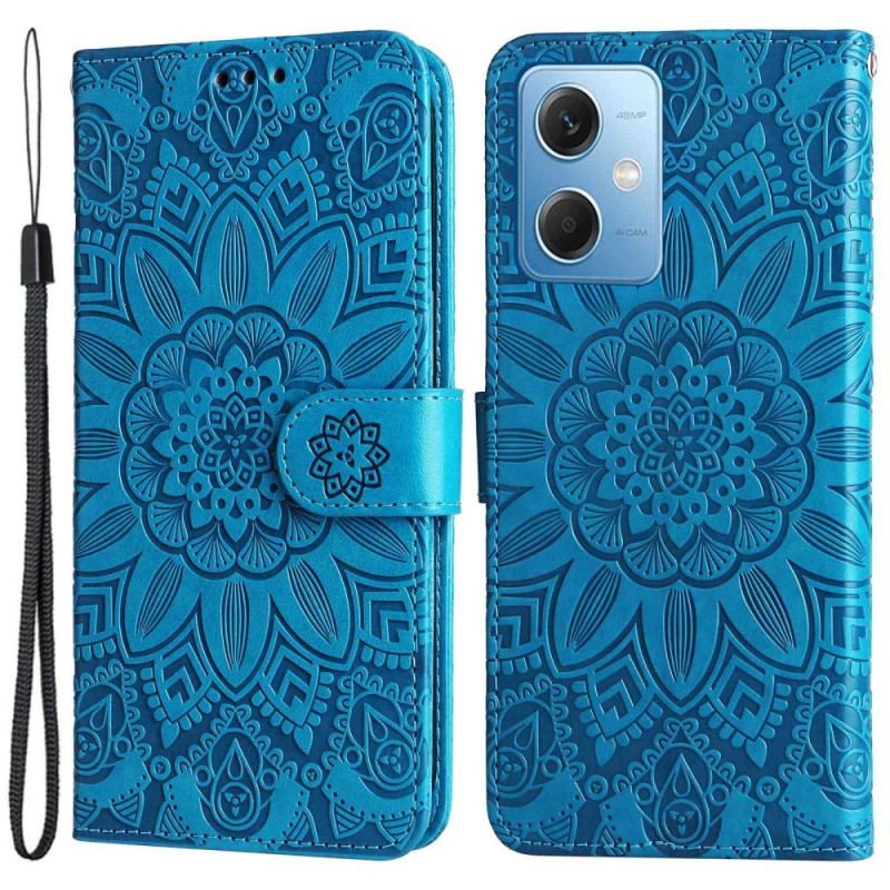 Flip Cover Xiaomi Redmi Note 12 5G Med Snor Mandala Dekoration Med Rem