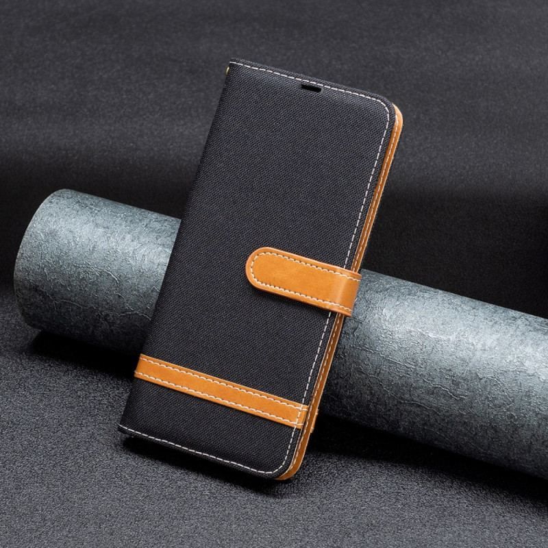 Flip Cover Xiaomi Redmi Note 12 5G Med Snor Stof- Og Lædereffektrem