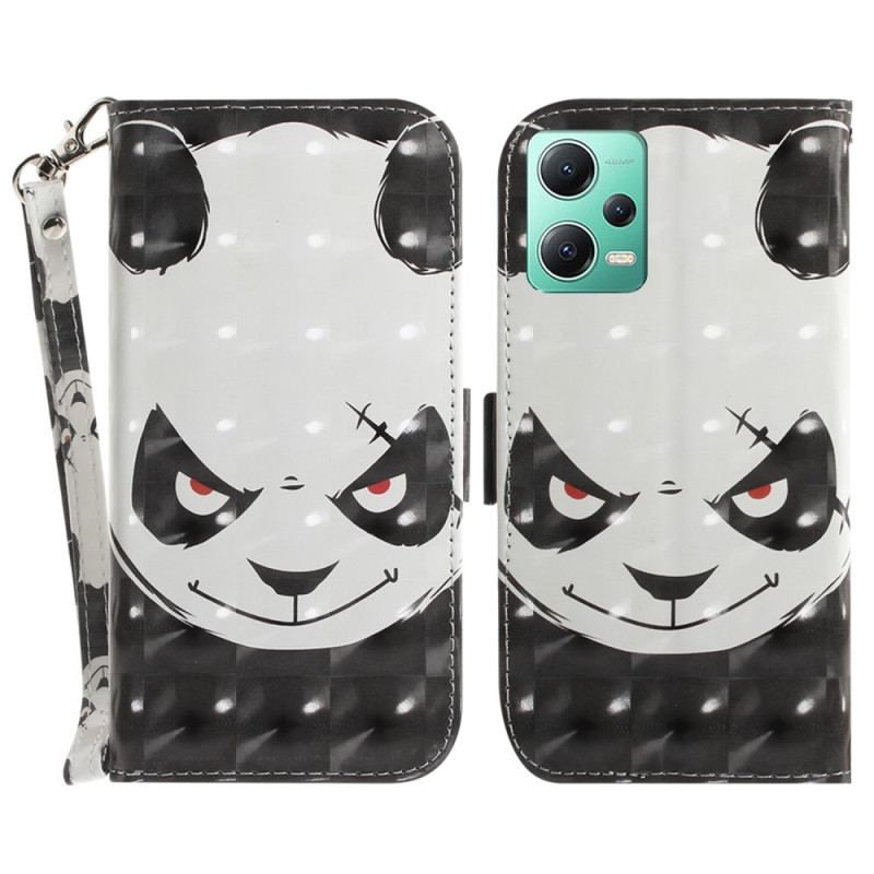 Flip Cover Xiaomi Redmi Note 12 5G Med Snor Vred Panda Med Snor