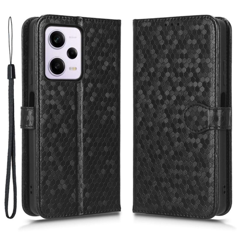 Flip Cover Xiaomi Redmi Note 12 Pro Med Snor 3d Mønster Strappy