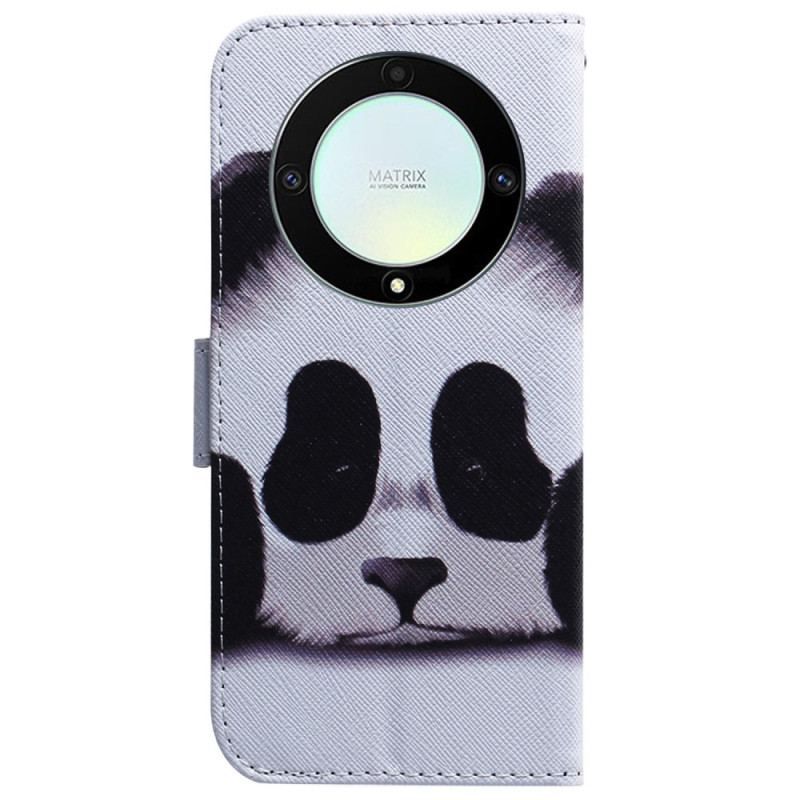 Læder Cover Honor Magic 5 Lite Med Snor Strappy Panda