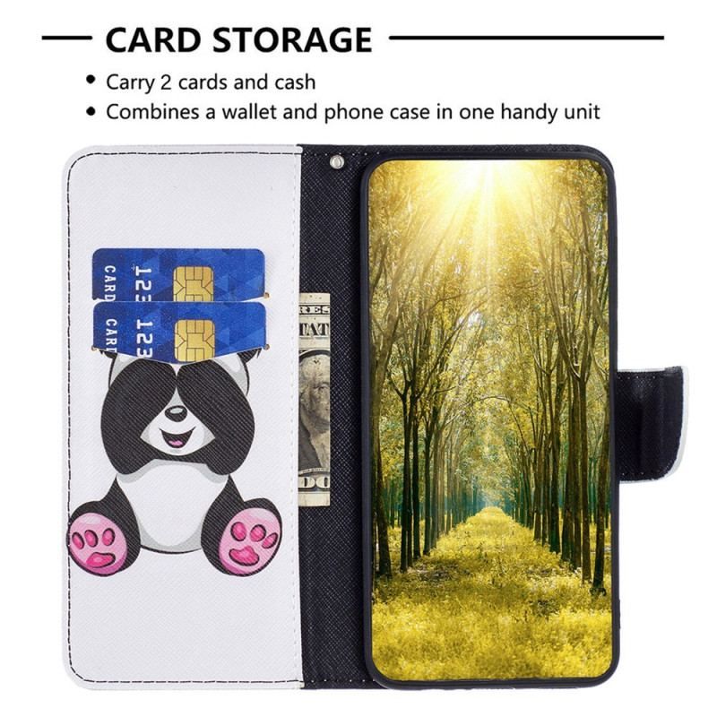 Læder Cover iPhone 14 Plus Panda Sjov