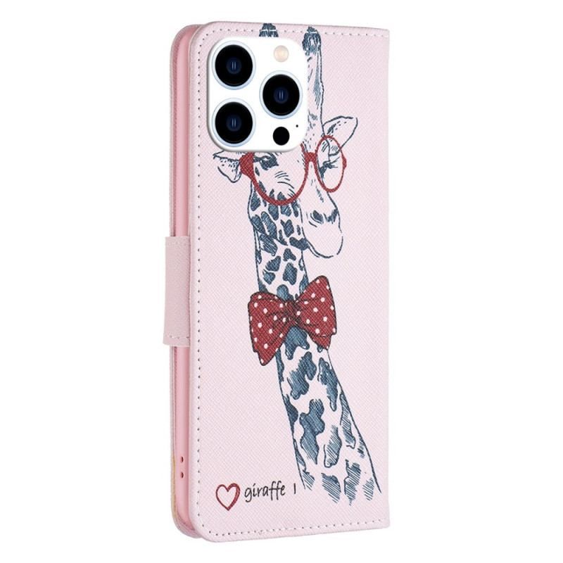 Læder Cover iPhone 14 Pro Brainy Giraf