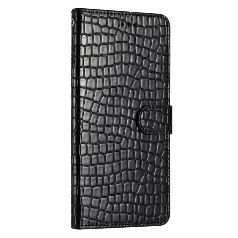 Læder Cover iPhone 15 Plus Krokodillestil Med Rem