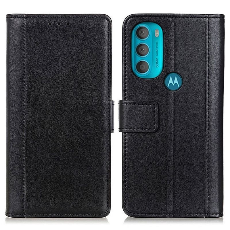 Læder Cover Moto G71 5G Lædereffekt Farvet Version