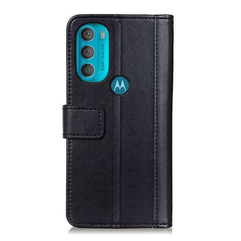 Læder Cover Moto G71 5G Lædereffekt Farvet Version