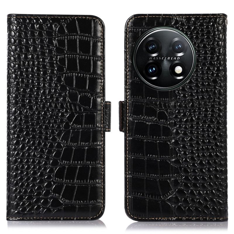 Læder Cover OnePlus 11 5G Crocodile Style Rfid