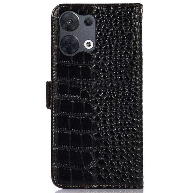 Læder Cover Oppo Reno 8 Crocodile Style Rfid