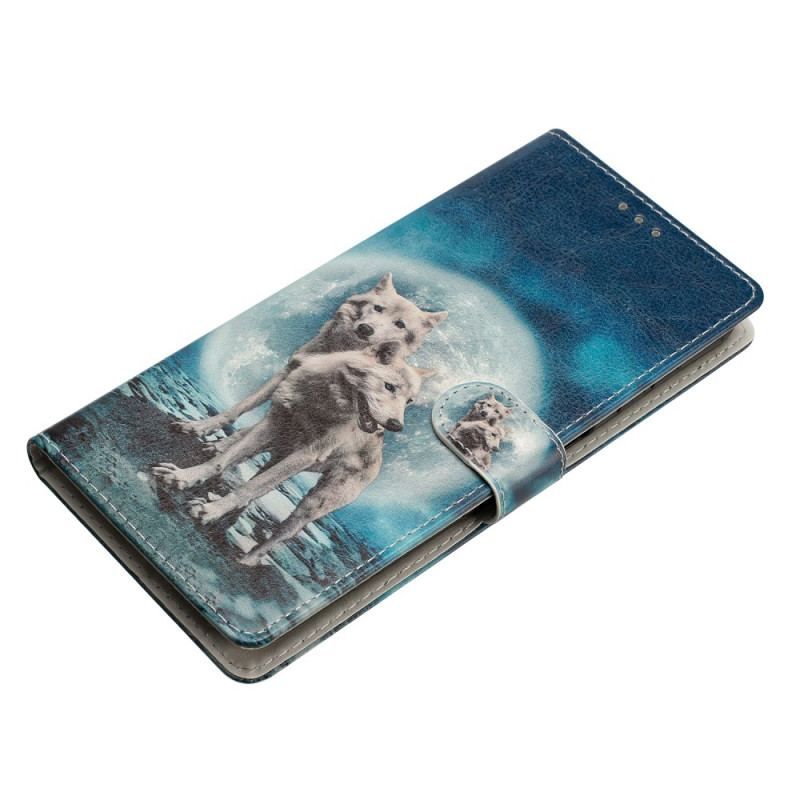 Læder Cover Oppo Reno 8 Med Snor Lanyard Wolf