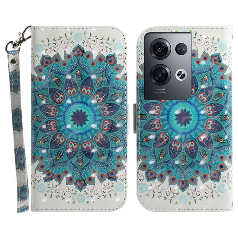 Læder Cover Oppo Reno 8 Pro Med Snor Strappy Mandala