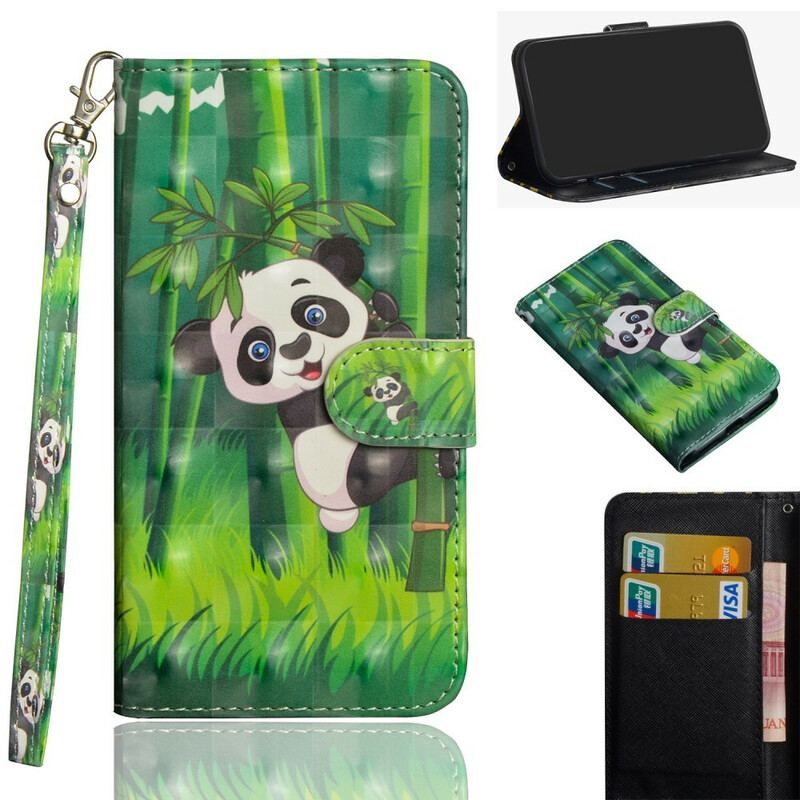 Læder Cover Realme C11 Panda Og Bambus