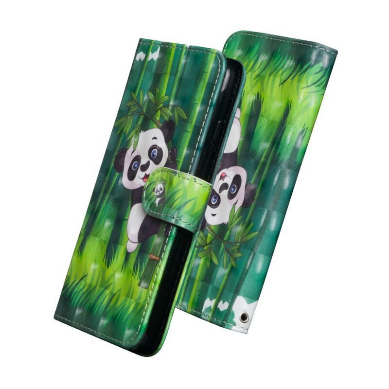 Læder Cover Realme C11 Panda Og Bambus