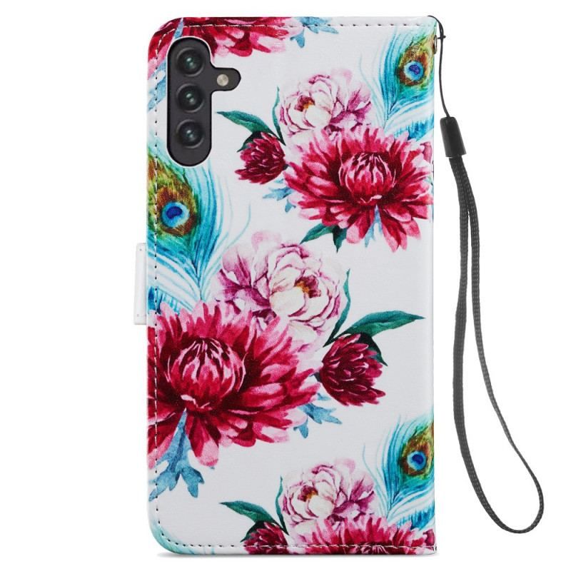 Læder Cover Samsung Galaxy A13 5G / A04s Intense Blomster