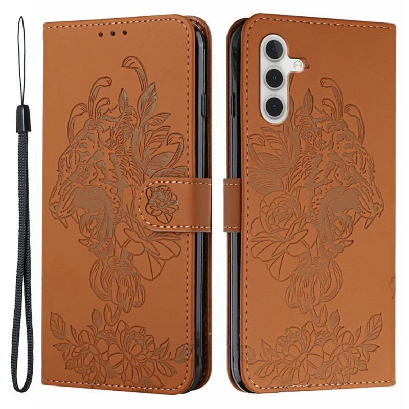 Læder Cover Samsung Galaxy A13 5G / A04s Med Snor Barok Strappy Tiger