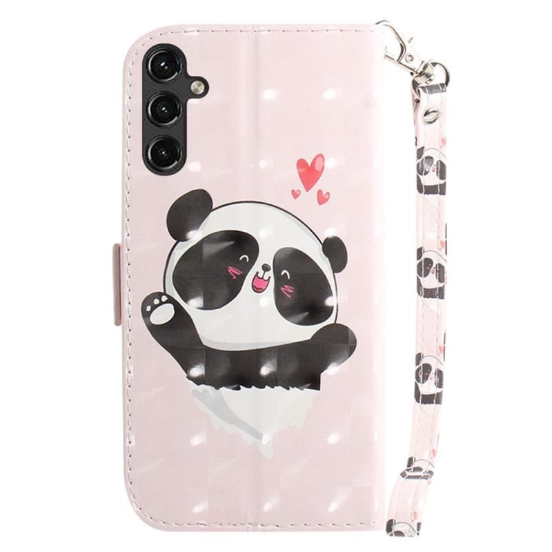 Læder Cover Samsung Galaxy A14 / A14 5G Med Snor Panda Love Med Snor