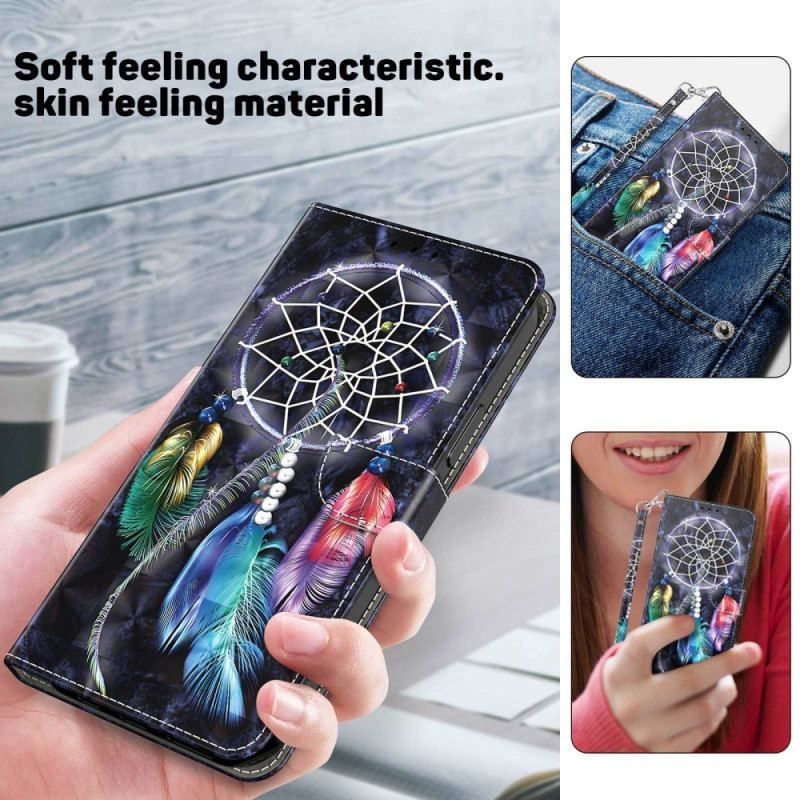 Læder Cover Samsung Galaxy A14 / A14 5G Med Snor Strap Dream Catcher