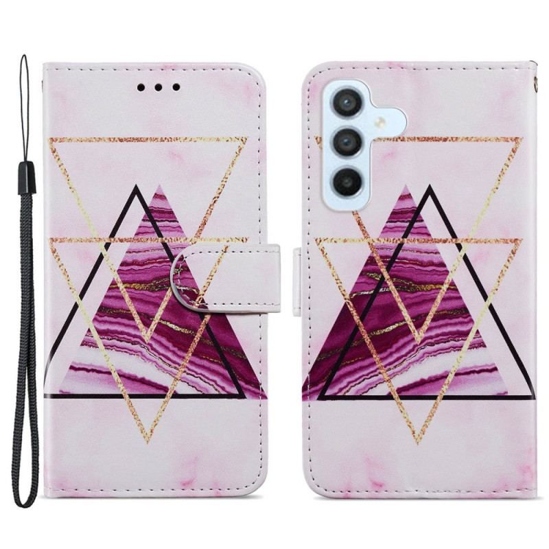 Læder Cover Samsung Galaxy A54 5G Med Snor Strappy Style Marmor