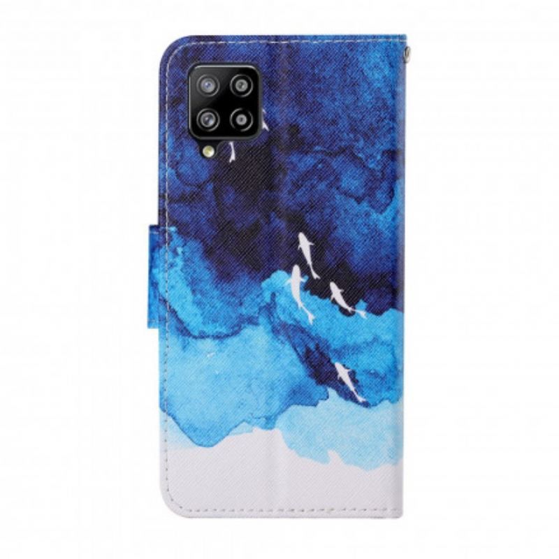 Læder Cover Samsung Galaxy M12 / A12 Hav Med Rem