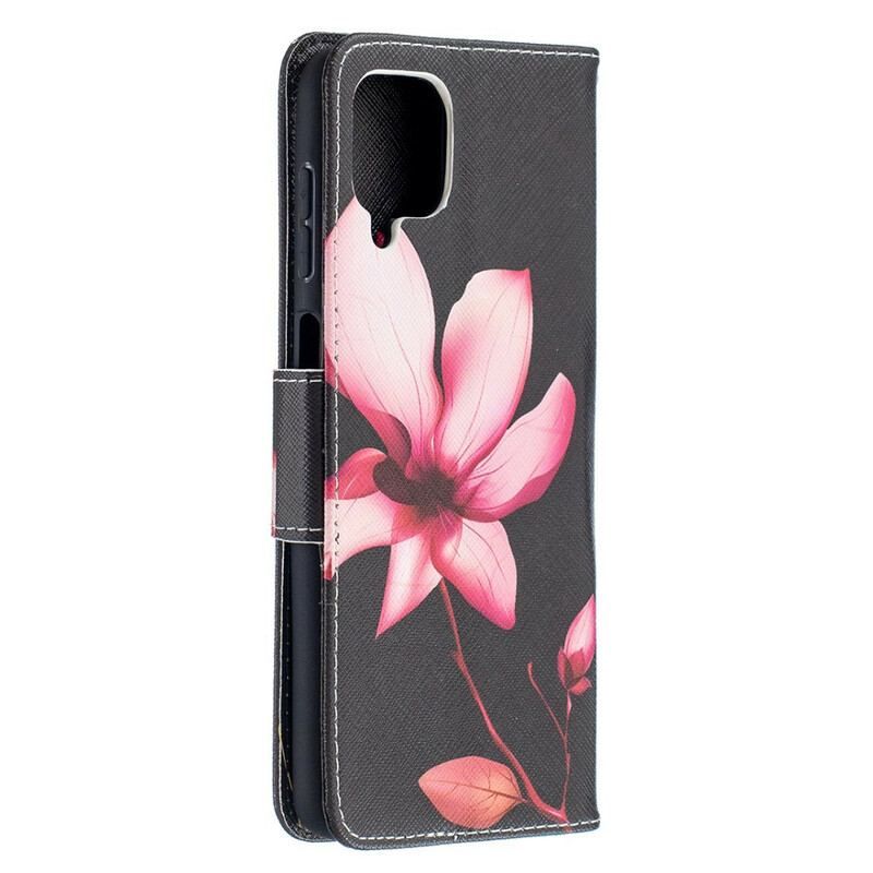 Læder Cover Samsung Galaxy M12 / A12 Lyserød Blomst