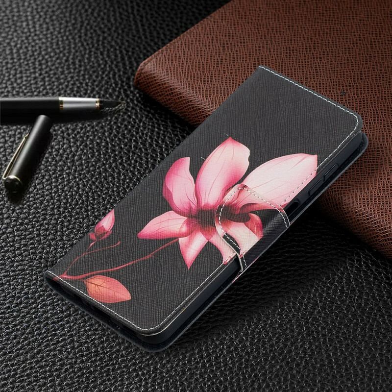 Læder Cover Samsung Galaxy M12 / A12 Lyserød Blomst