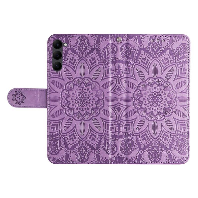 Læder Cover Samsung Galaxy S23 5G Mandala Sun Med Snor